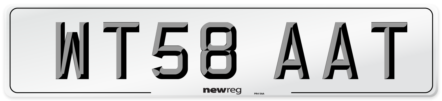 WT58 AAT Number Plate from New Reg